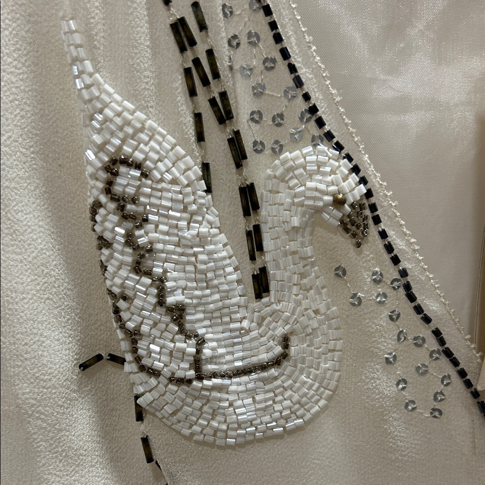 Paul & Joe Sister - Elegant Cream flapper style Dress beaded swans Silk - Picture 9 of 15